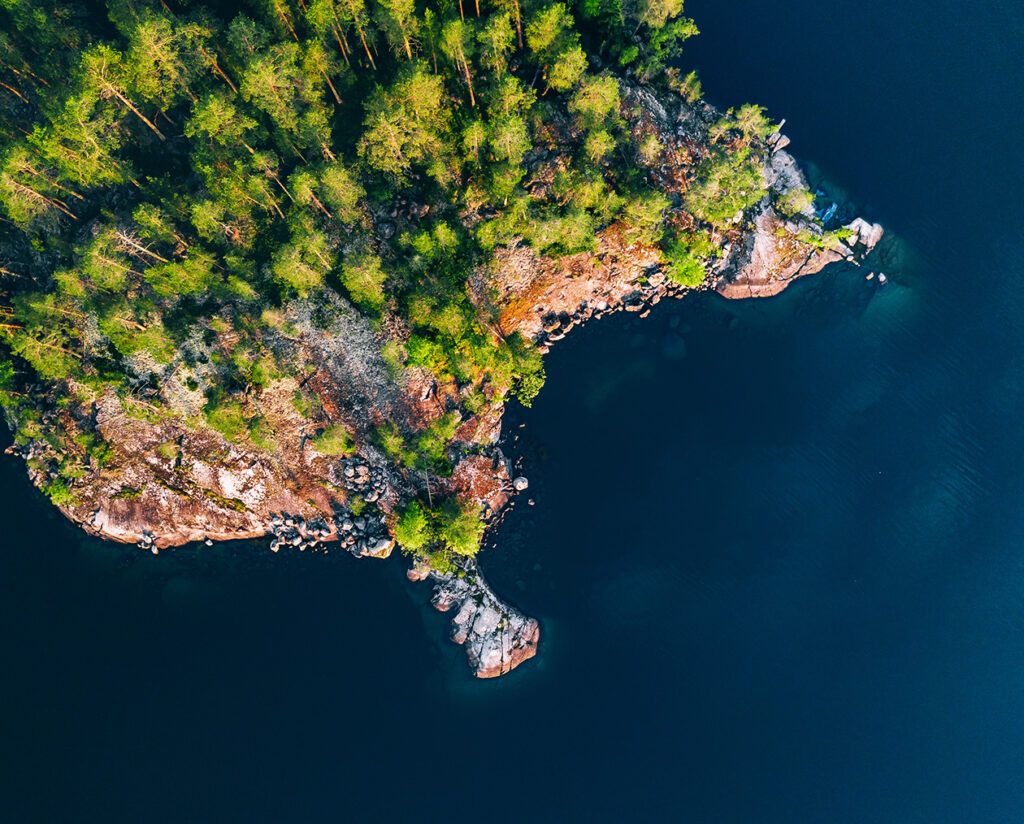 Calm nature scene featuring an island, conveying themes of sustainability.