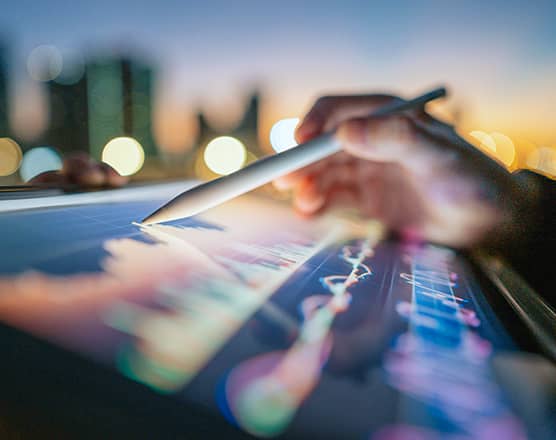 Data dashboard with financial indicators reflecting economic sustainability efforts.