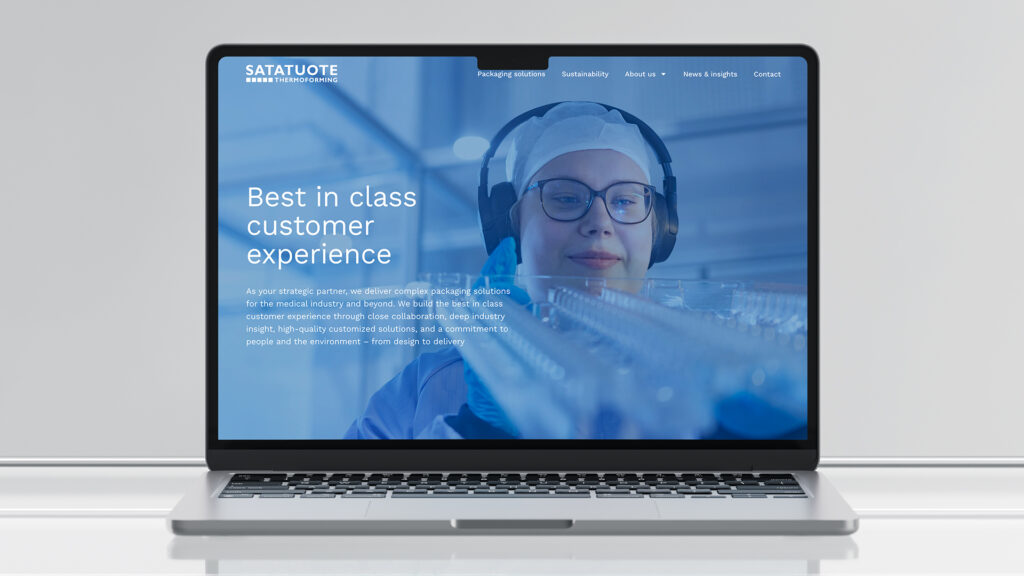 Satatuote's new website on a laptop screen